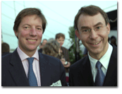 Mark Birrell, chief executive of London-based Wildnet Group, and Mark Chapman of Global Aerospace enjoy the view from one of the decks of the Moshulu Restaurant, a 99-year-old sailing shop docked at Penn's Landing in Philadelphia. As a joint entry, Wildnet and Global Aerospace were one of five E-Fusion finalists.