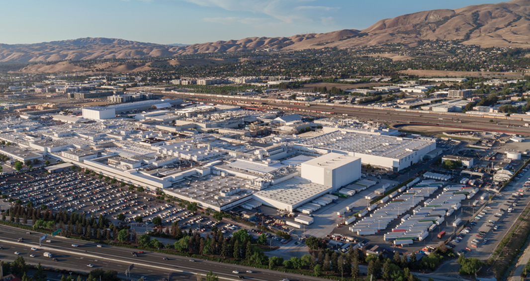 PRODUCTION SITE: Tesla’s Fremont Factory is the hub for Model S, Model 3, Model X and Model Y production. The Fremont Factory is also one of the largest manufacturing sites in California, according to the company. (Photo courtesy of Tesla, Inc.)