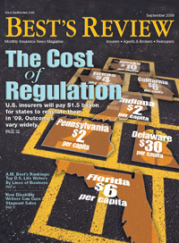 Best's Review cover: The Cost of Regulation