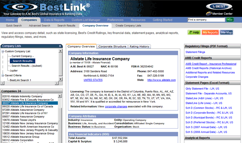 Best's Statement File - Life/Health - United States