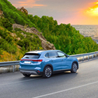 blue car driving