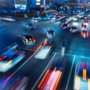 cars moving through an intersection