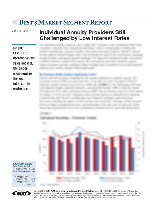 Market Segment Report: Individual Annuity Providers Still Challenged by Low Interest Rates