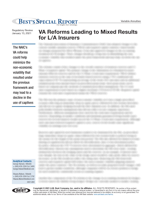 Special Report: VA Reforms Leading to Mixed Results for L/A Insurers