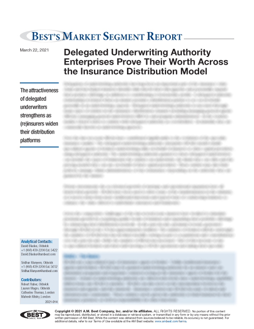 Market Segment Report: Delegated Underwriting Authority Enterprises Prove Their Worth Across the Insurance Distribution Model