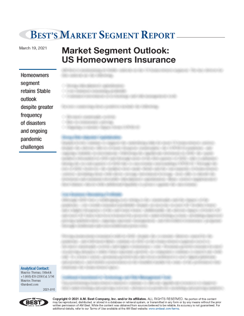Market Segment Report: Market Segment Outlook: US Homeowners Insurance