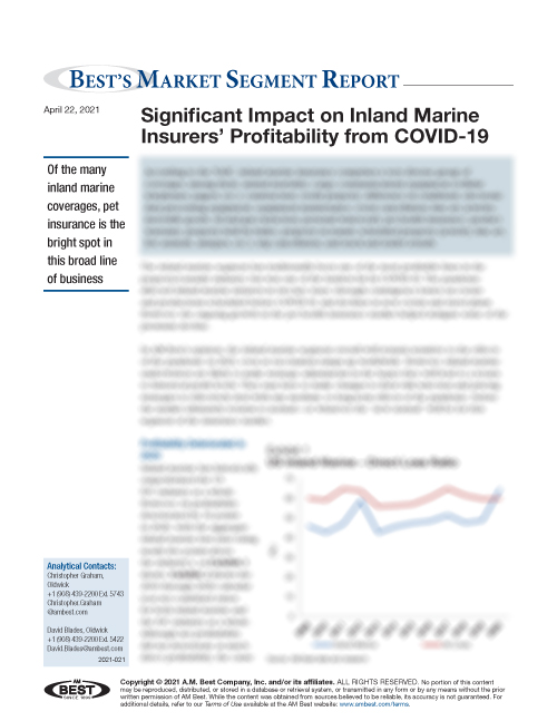 Market Segment Report: Significant Impact on Inland Marine Insurers’ Profitability from COVID-19