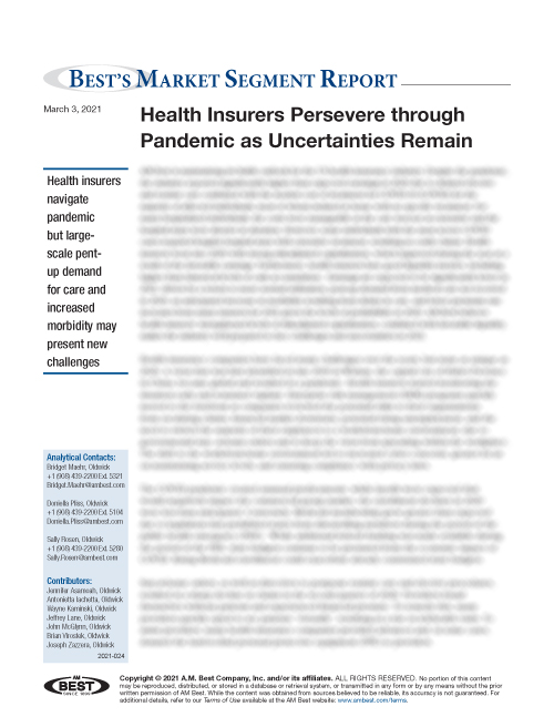 Market Segment Report: Health Insurers Persevere through Pandemic as Uncertainties Remain