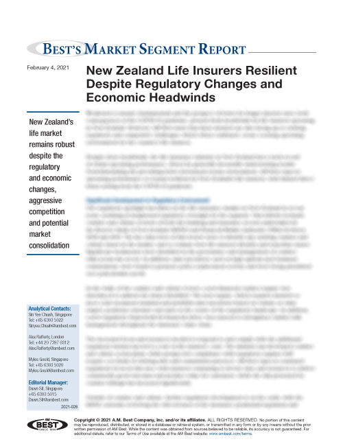 Market Segment Report: New Zealand Life Insurers Resilient Despite Regulatory Changes and Economic Headwinds