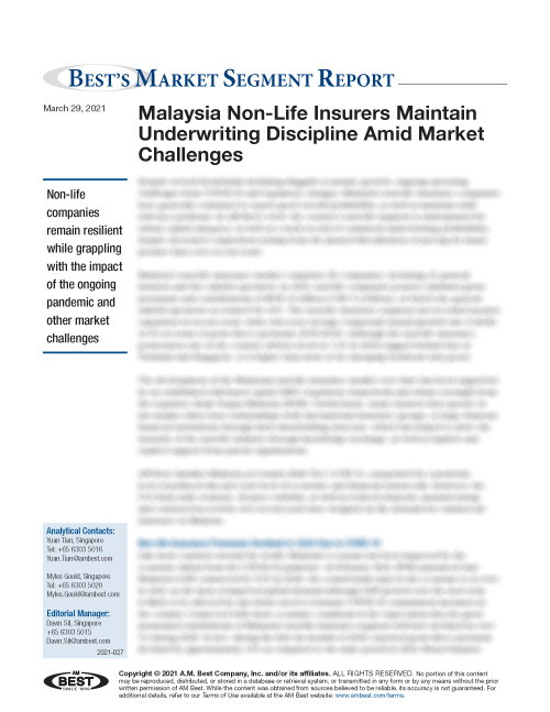 Market Segment Report: Malaysia Non-Life Insurers Maintain Underwriting Discipline Amid Market Challenges