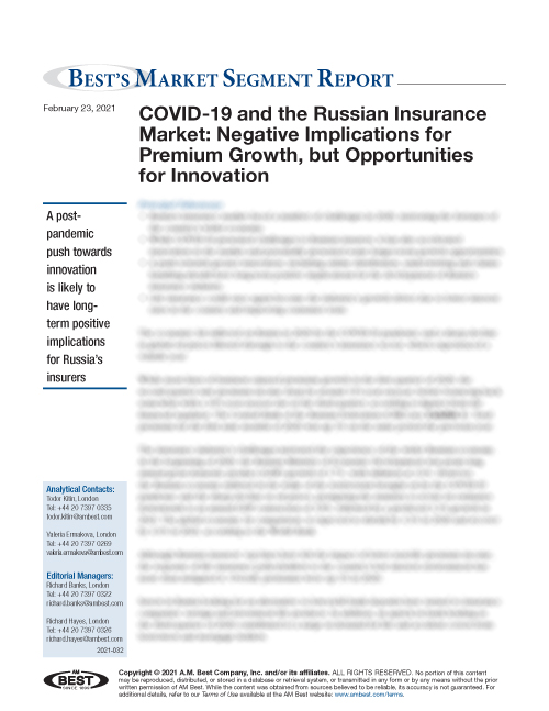 Market Segment Report: COVID-19 and the Russian Insurance Market: Negative Implications for Premium Growth, but Opportunities for Innovation