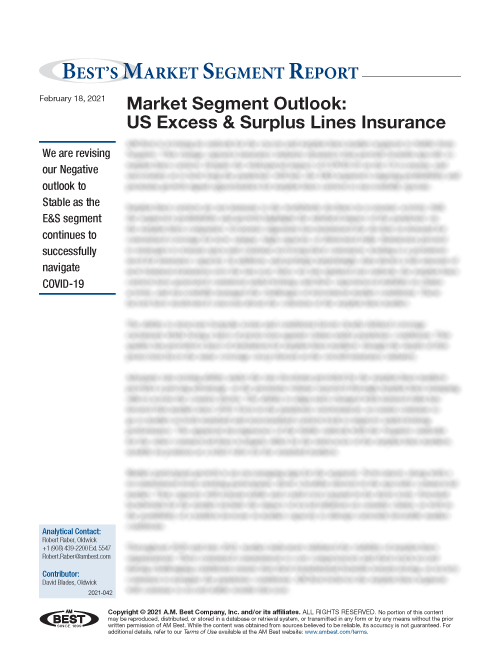 Market Segment Report: Market Segment Outlook: US Excess & Surplus Lines Insurance