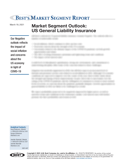 Market Segment Report: Market Segment Outlook: US General Liability Insurance 