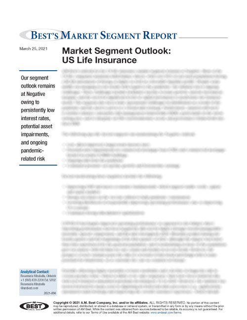 Market Segment Report: Market Segment Outlook: US Life Insurance