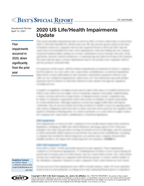 Special Report: 2020 US Life/Health Impairments Update