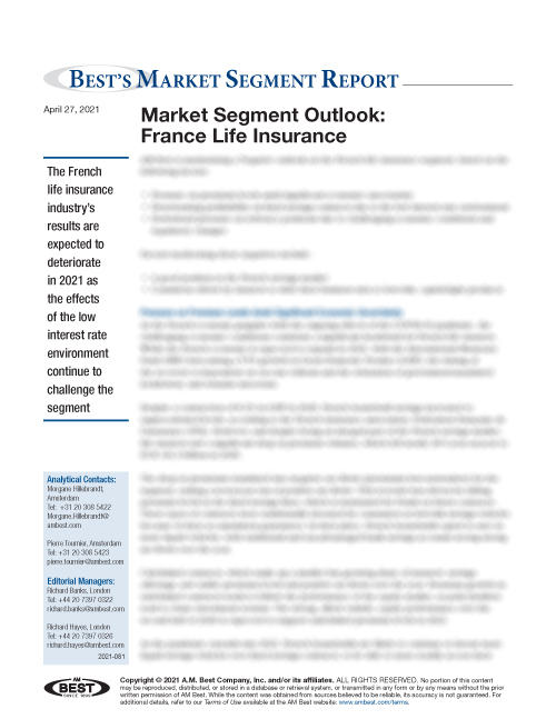 Market Segment Report: Market Segment Outlook: France Life Insurance