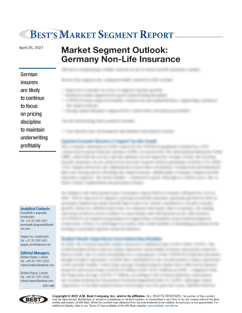 Market Segment Report: Market Segment Outlook: Germany Non-Life Insurance