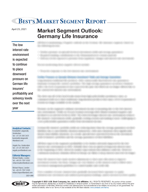 Market Segment Report: Market Segment Outlook: Germany Life Insurance