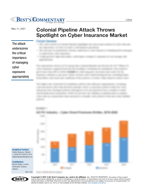 Commentary: Colonial Pipeline Attack Throws Spotlight on Cyber Insurance Market