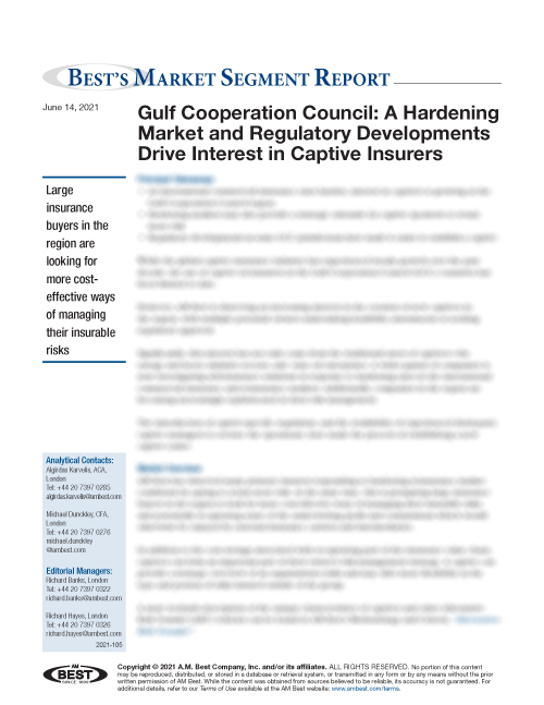 Market Segment Report: Gulf Cooperation Council: A Hardening Market and Regulatory Developments Drive Interest in Captive Insurers
