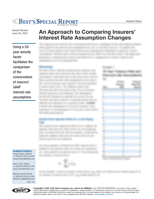 Special Report: An Approach to Comparing Insurers’ Interest Rate Assumption Changes