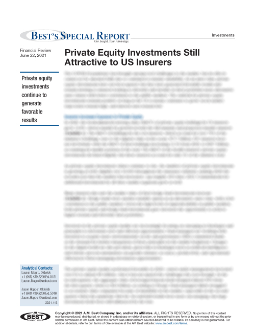 Special Report: Private Equity Investments Still Attractive to US Insurers