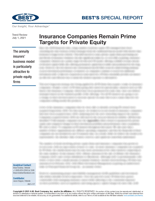 Special Report: Insurance Companies Remain Prime Targets for Private Equity