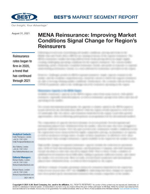 Market Segment Report: MENA Reinsurance: Improving Market Conditions Signal Change for Region’s Reinsurers
