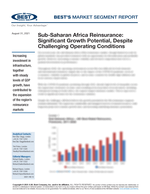 Market Segment Report: Sub-Saharan Africa Reinsurance: Significant Growth Potential, Despite Challenging Operating Conditions