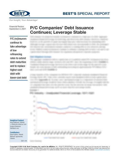 Special Report: P/C Companies’ Debt Issuance Continues; Leverage Stable