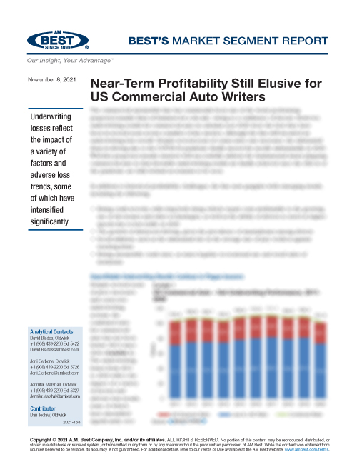 Market Segment Report: Near-Term Profitability Still Elusive for US Commercial Auto Writers