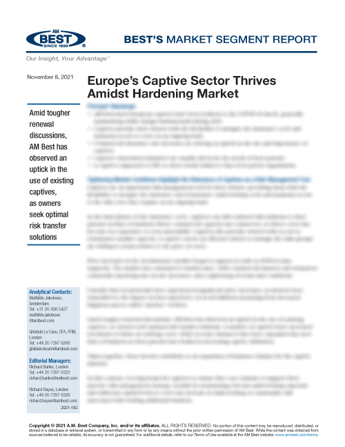 Market Segment Report: Europe’s Captive Segment Thrives Amidst Hardening Market