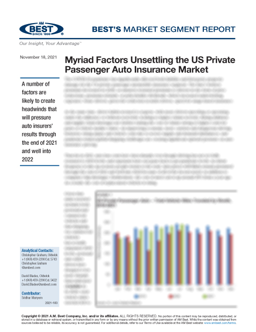 Market Segment Report: Myriad Factors Unsettling the US Private Passenger Auto Insurance Market