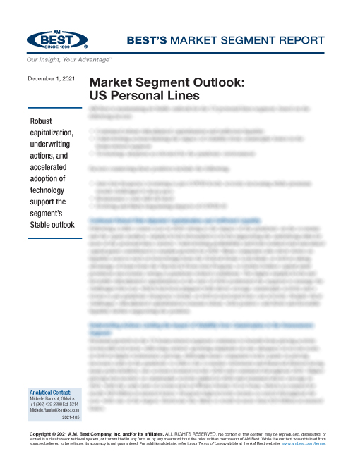 Market Segment Report: Market Segment Outlook: US Personal Lines
