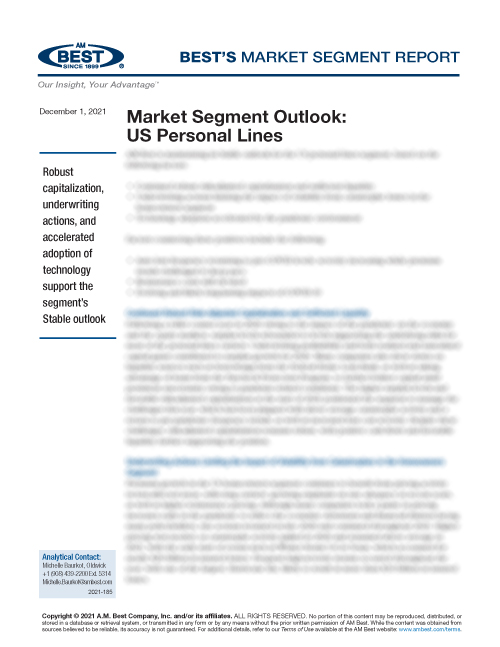 Market Segment Report: Market Segment Outlook: US Personal Lines
