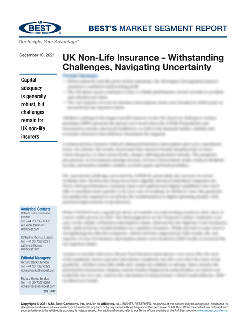 Market Segment Report: UK Non-Life Insurance – Withstanding Challenges, Navigating Uncertainty