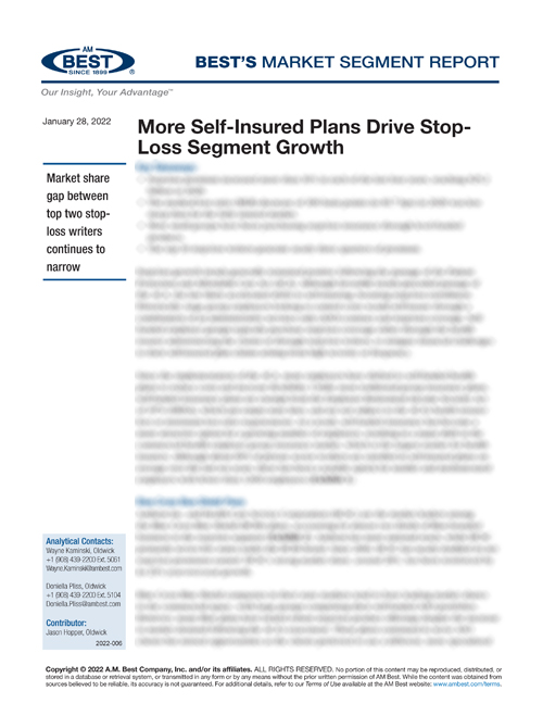 Market Segment Report: More Self-Insured Plans Drive Stop-Loss Segment Growth