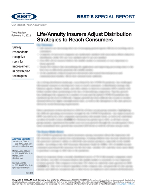 Special Report: Life/Annuity Insurers Adjust Distribution Strategies to Reach Consumers
