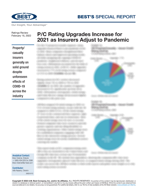 Special Report: P/C Rating Upgrades Increase for 2021 as Insurers Adjust to Pandemic