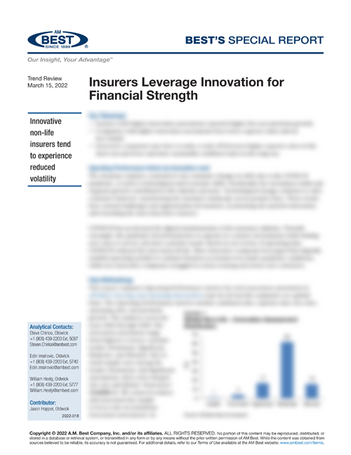 Special Report: Insurers Leverage Innovation for Financial Strength