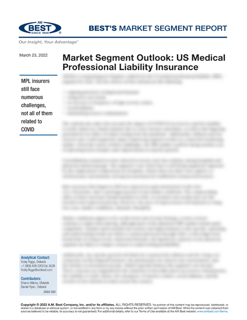 Market Segment Report: Market Segment Outlook: US Medical Professional Liability Insurance