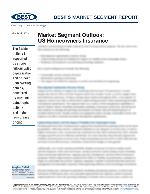 Market Segment Report: Market Segment Outlook: US Homeowners Insurance