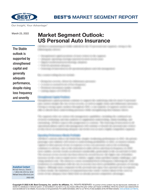 Market Segment Report: Market Segment Outlook: US Personal Auto Insurance