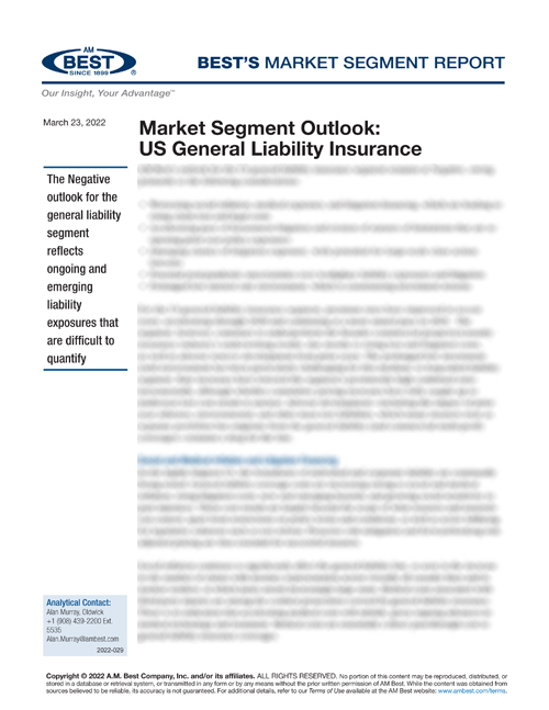 Market Segment Report: Market Segment Outlook: US General Liability Insurance