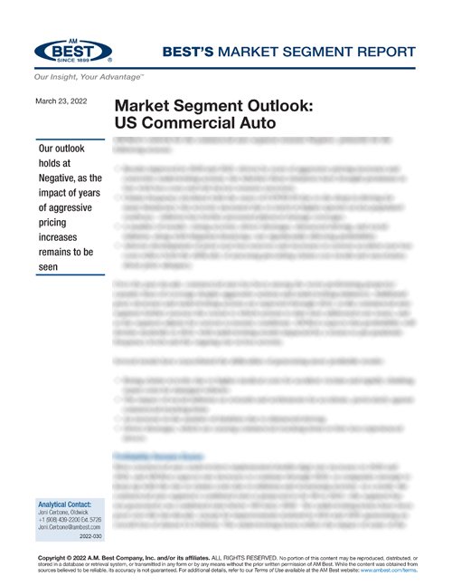 Market Segment Report: Market Segment Outlook: US Commercial Auto