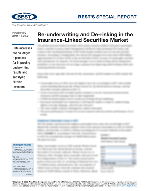 Special Report: Re-underwriting and De-risking in the Insurance-Linked Securities Market