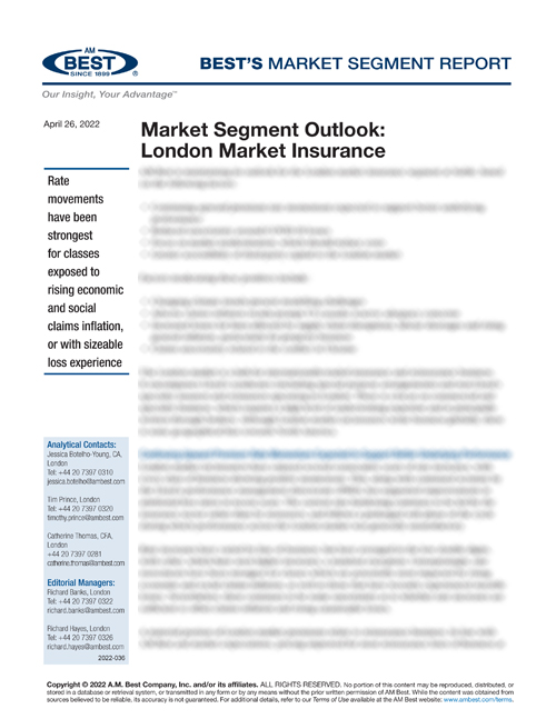 Market Segment Report: Market Segment Outlook: London Market Insurance