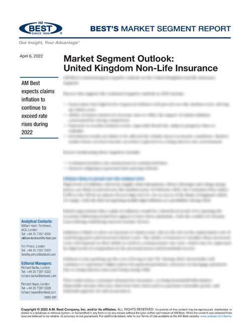 Market Segment Report: Market Segment Outlook: United Kingdom Non-Life Insurance