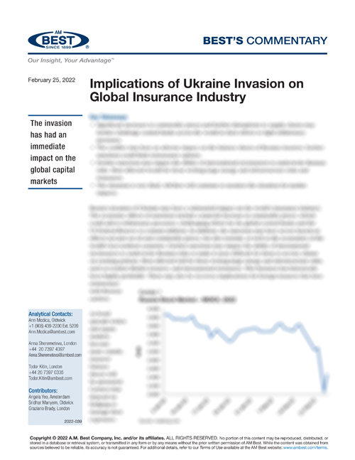 Commentary: Implications of Ukraine Invasion on Global Insurance Industry
