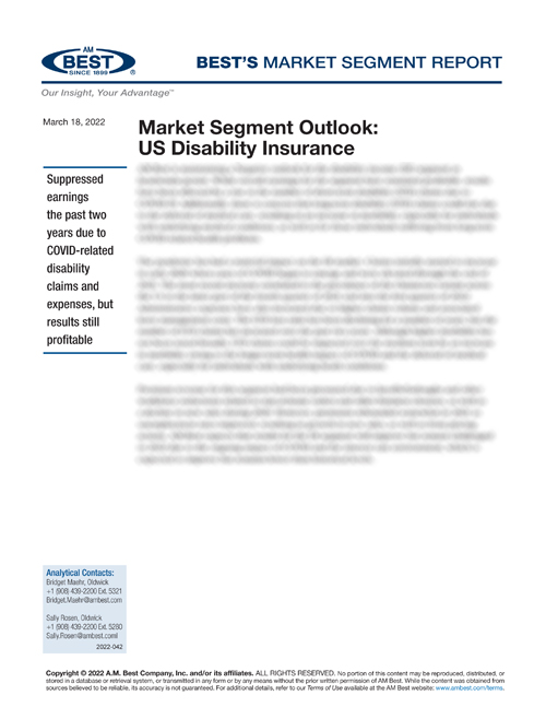 Market Segment Report: Market Segment Outlook: US Disability Insurance